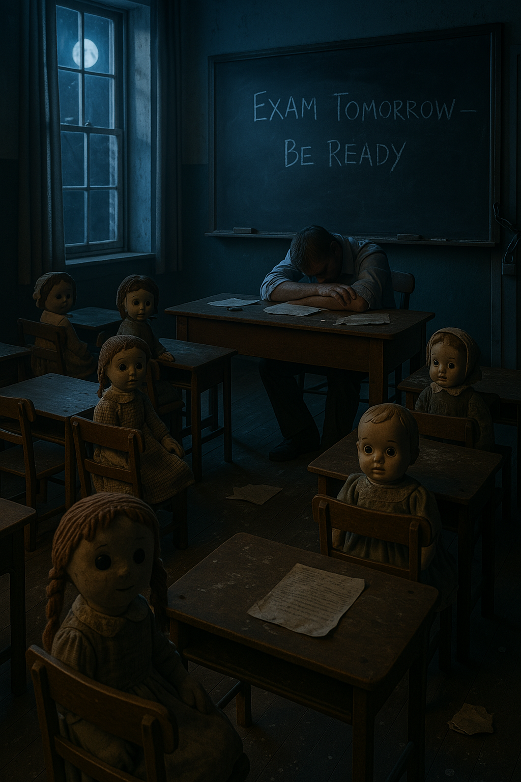 Classroom with doll students