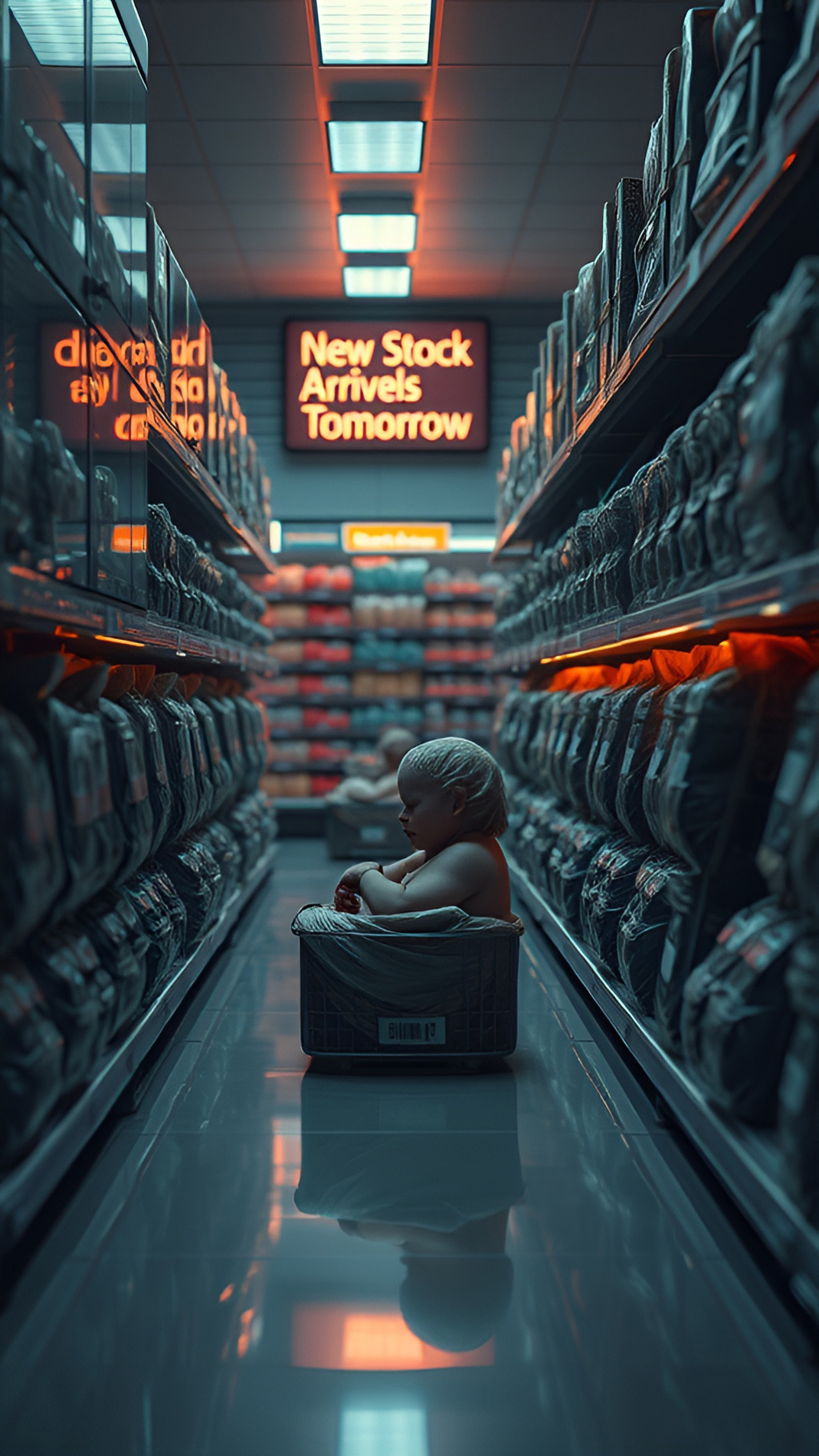 Baby in shopping basket