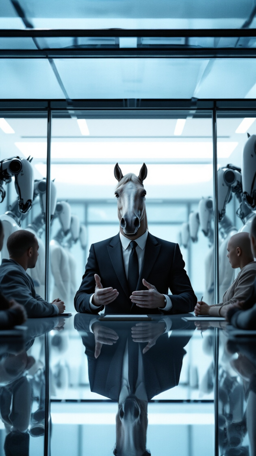 Horse-headed businessman